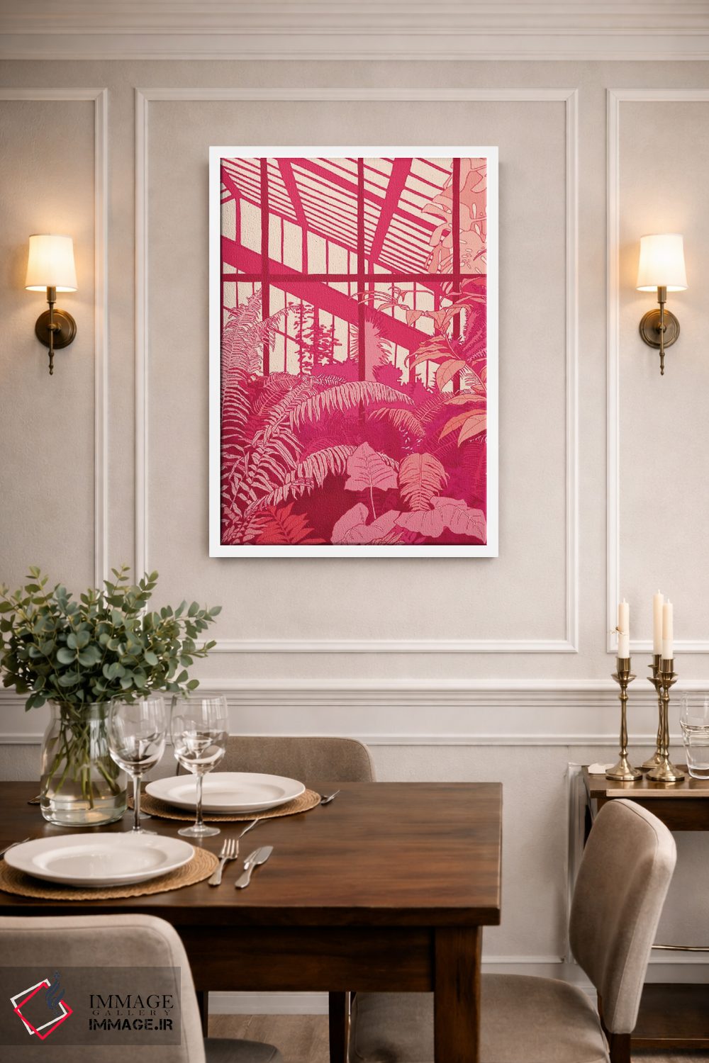 تابلو دکوراتیو گلخانه صورتی اثر لوسی میشل - D1W