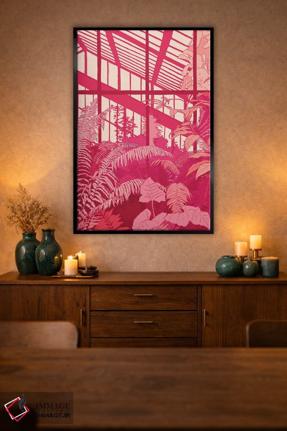 تابلو دکوراتیو گلخانه صورتی اثر لوسی میشل - D2B