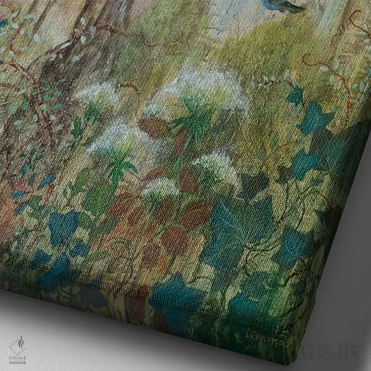 تابلو دکوراتیو افسون زردآلو اثر لیزا مری کیندلی - نمای نزدیک بافت بوم