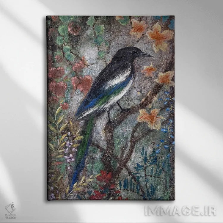 تابلو دکوراتیو کلاغ زاغی اثر لیزا مری کیندلی - نمای روبهرو روی دیوار