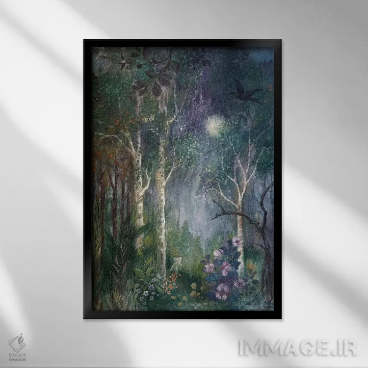 تابلو دکوراتیو خرگوش ماه اثر لیزا مری کیندلی - نمای قابدار مشکی