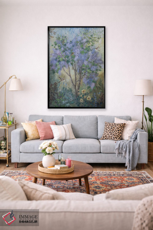 تابلو دکوراتیو یاس بنفش تازه اثر لیزا مری کیندلی - D1B