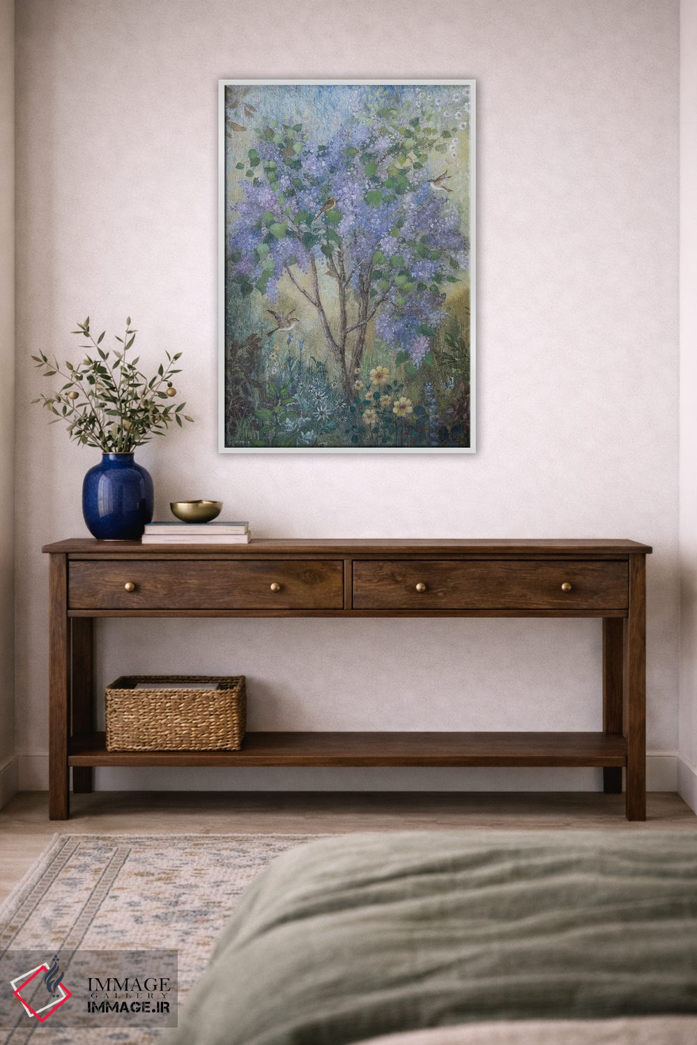 تابلو دکوراتیو یاس بنفش تازه اثر لیزا مری کیندلی - D3W