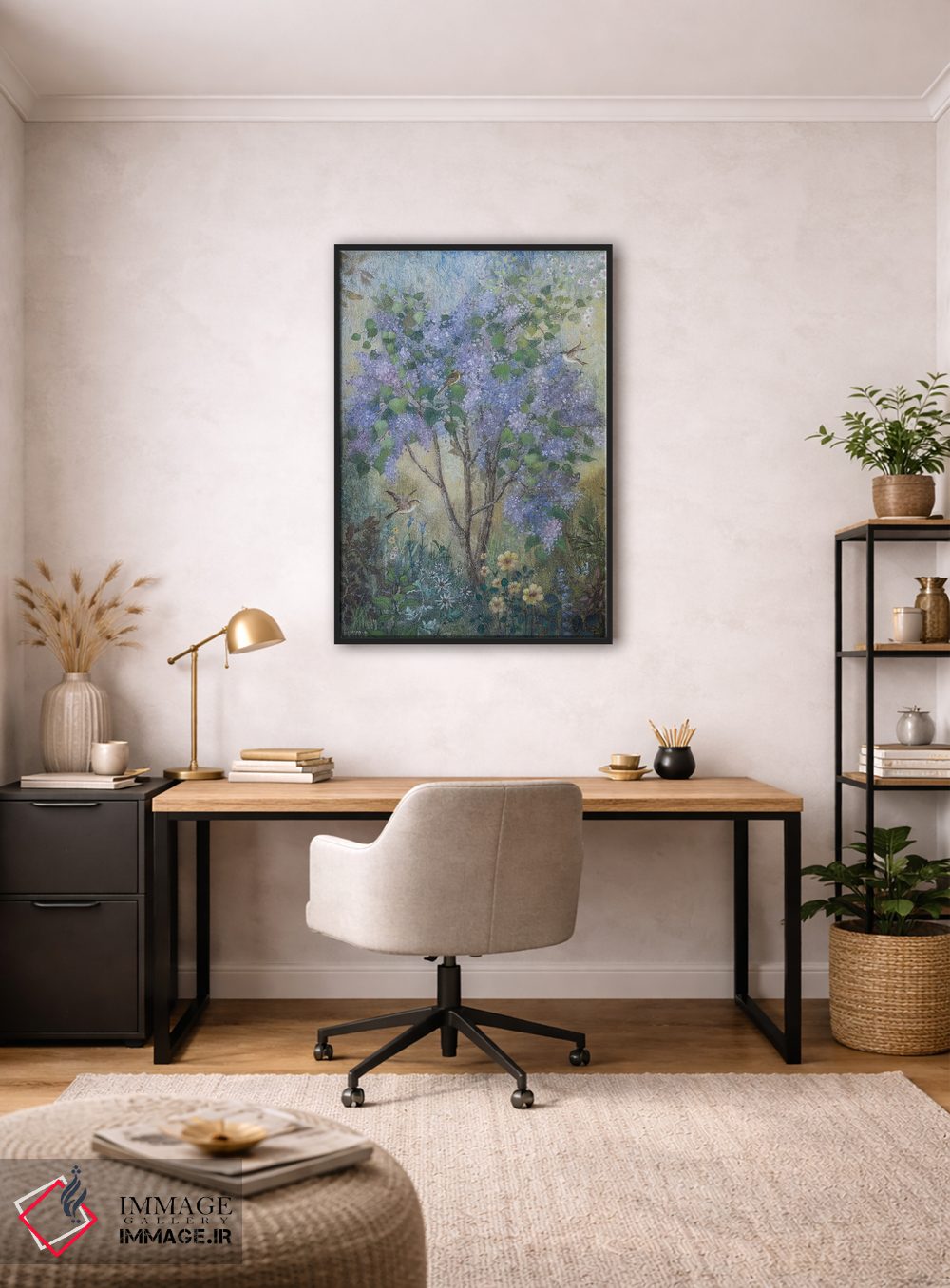 تابلو دکوراتیو یاس بنفش تازه اثر لیزا مری کیندلی - D4B