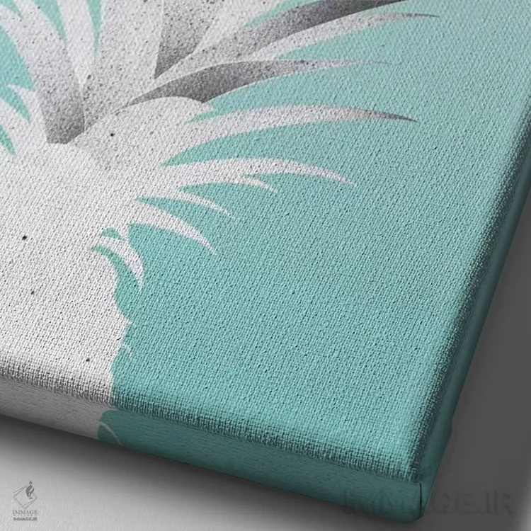 تابلو مینیمال آناناس اثر لیمو - نمای نزدیک بافت بوم