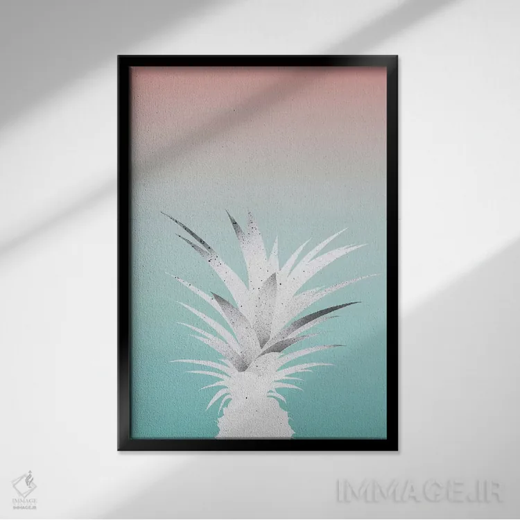تابلو مینیمال آناناس اثر لیمو - نمای قابدار مشکی