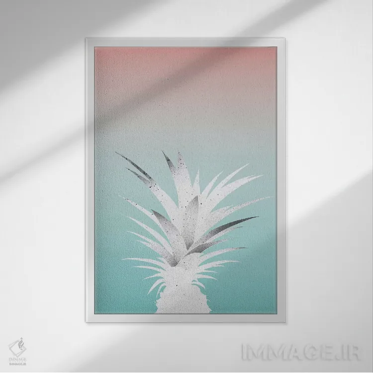 تابلو مینیمال آناناس اثر لیمو - نمای قابدار سفید