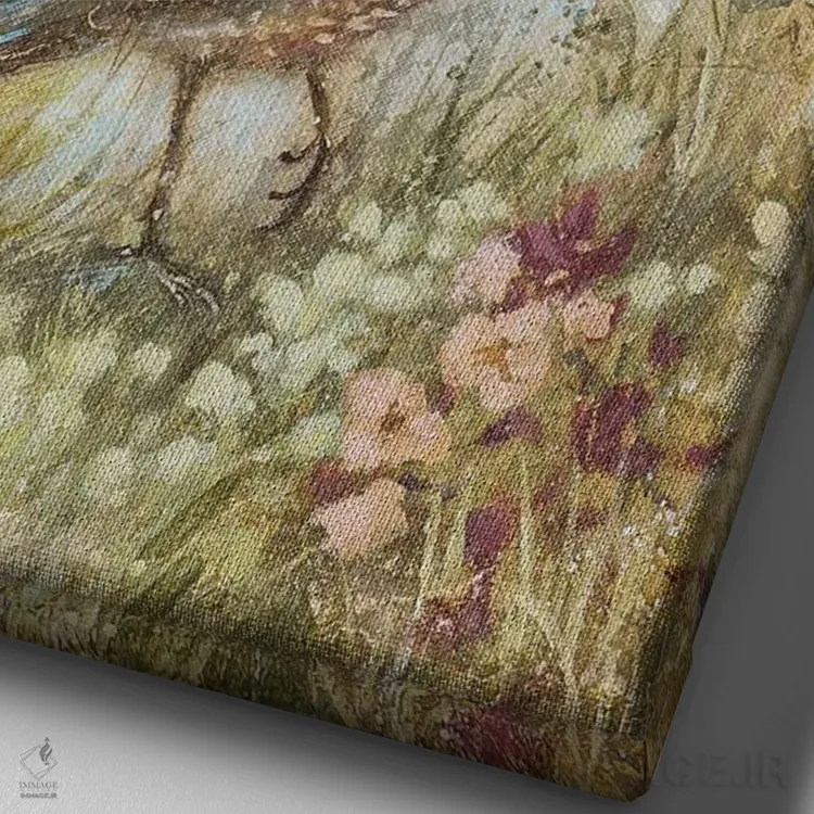 تابلو مدرن بلدرچین بیرون می آید اثر لیزا مری کیندلی - نمای نزدیک بافت بوم