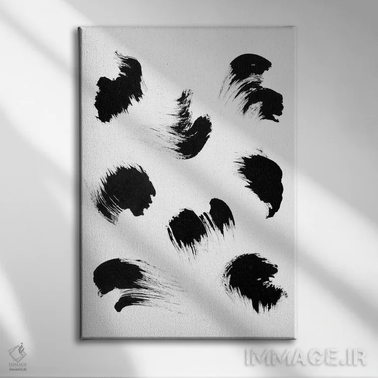 تابلو مینیمال قلم مو اثر لیمو - نمای روبهرو روی دیوار