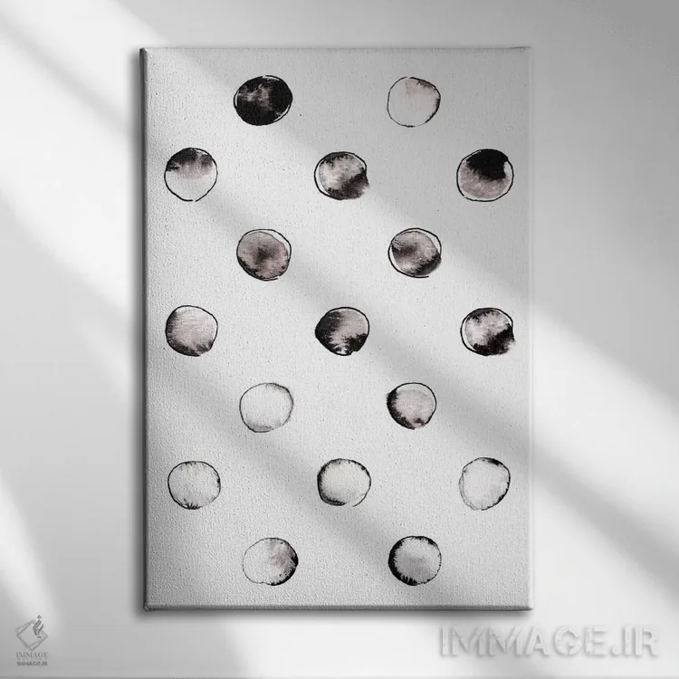 تابلو مینیمال "دایره ها" اثر لیمو - نمای روبهرو روی دیوار