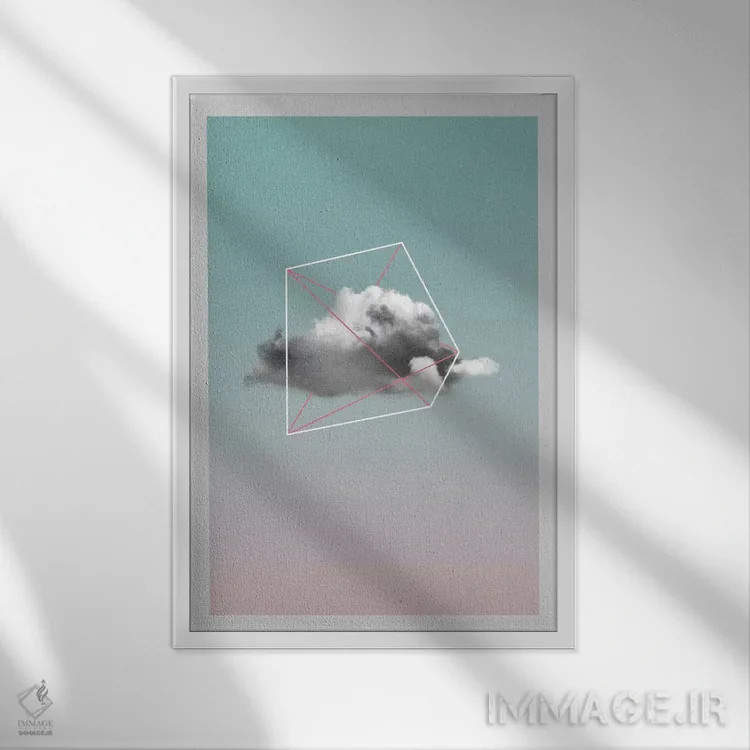 تابلو انتزاعی "ذخیره سازی ابری ۱" اثر لیمو - نمای قابدار سفید