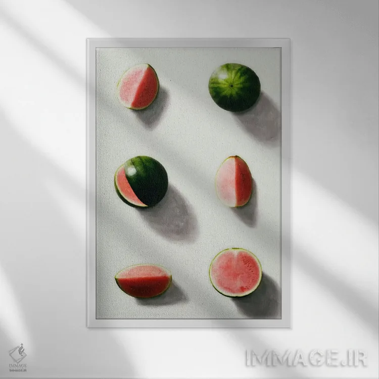 تابلو مینیمال "میوه ۱۴" اثر لیمو - نمای قابدار سفید