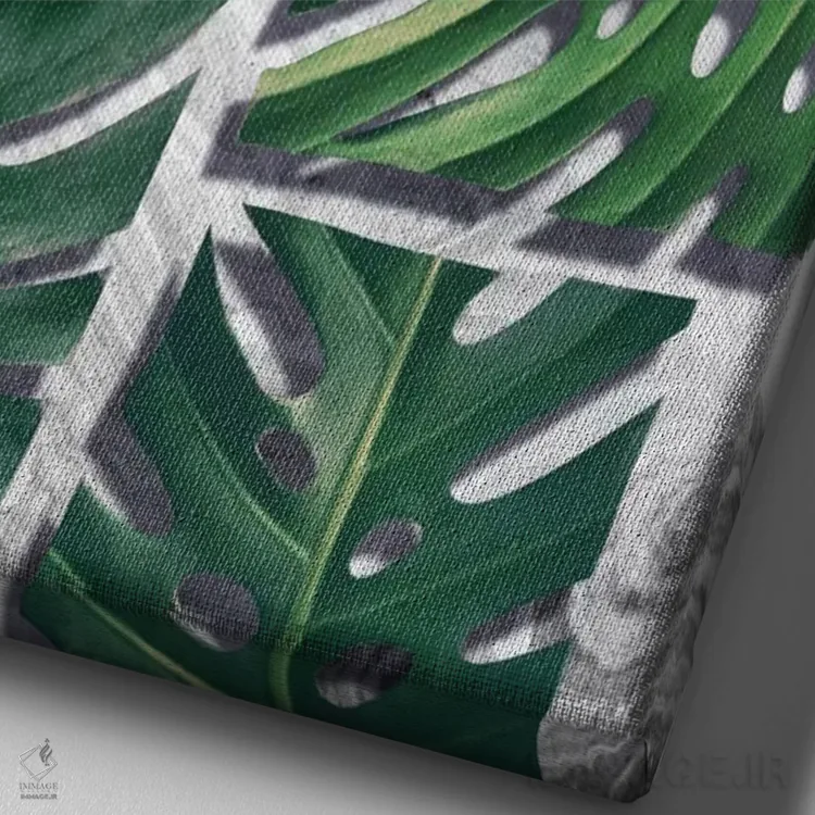 تابلو مدرن مونسترا دلیشیوزا اثر لیمو - نمای نزدیک بافت بوم