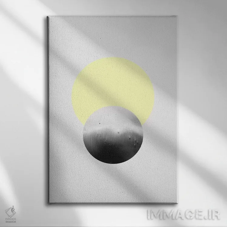 تابلو مینیمال ماه و خورشید اثر لیمو - نمای روبهرو روی دیوار