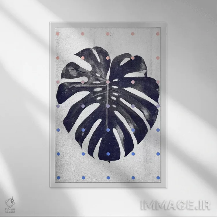 تابلو مدرن مونسترا و نقطه ها اثر لیمو - نمای قابدار سفید