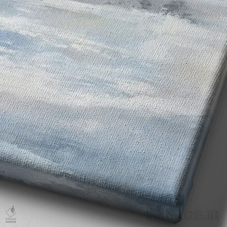 تابلو مینیمال دریای آبی نرم اثر لونا ماویس - نمای نزدیک بافت بوم