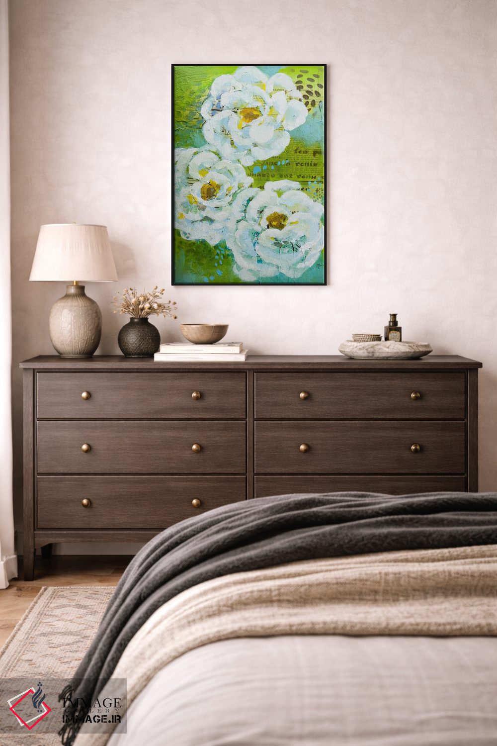 تابلو دکوراتیو گل های سبز اثر لیندا مک کلور - D4B