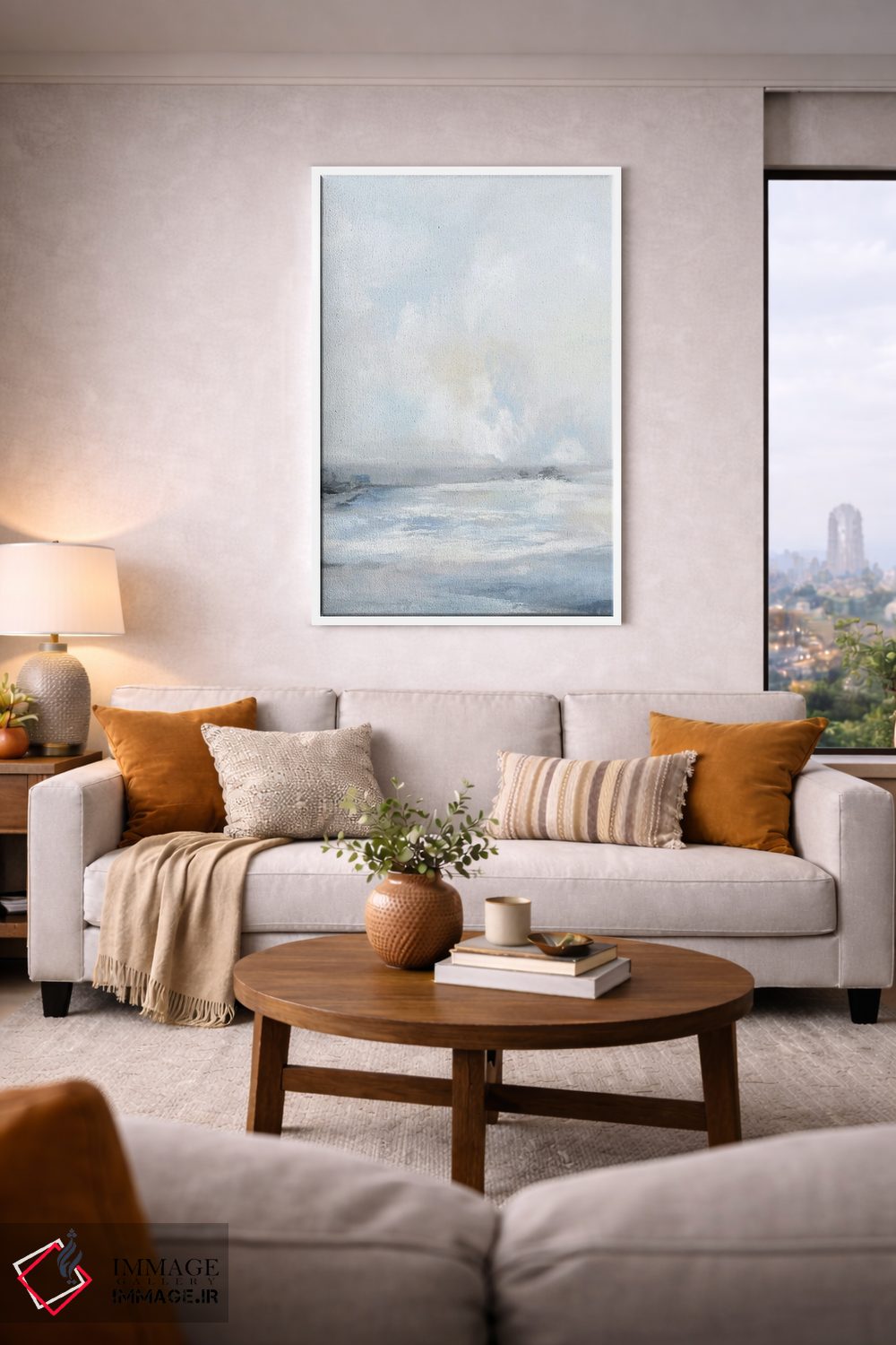 تابلو مینیمال دریای آبی نرم اثر لونا ماویس - D4W