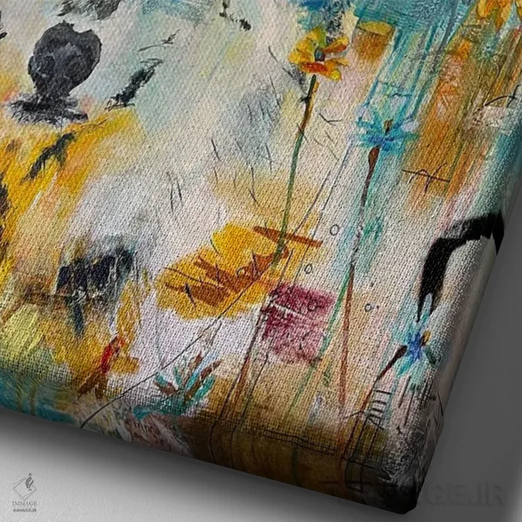 تابلو دکوراتیو دفن شده در جانم اثر لیندا مک کلور - نمای نزدیک بافت بوم