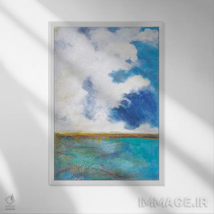 تابلو انتزاعی میسترال اثر لیندا استلینگ - نمای قابدار سفید