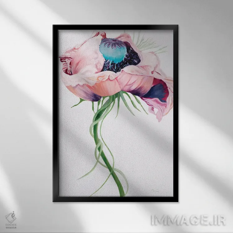 تابلو دکوراتیو شقایق پاریس ۲ اثر لیندا استلینگ - نمای قابدار مشکی