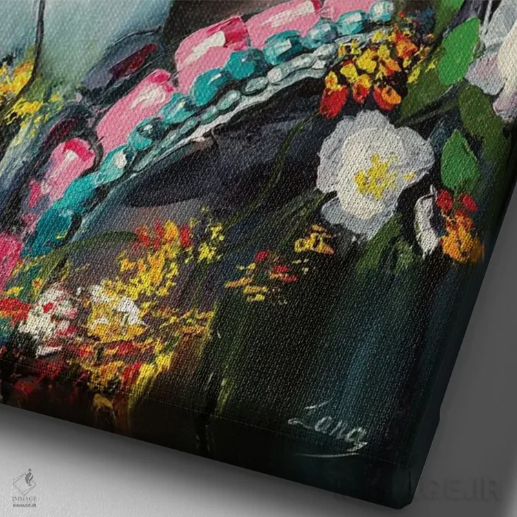 تابلو دکوراتیو زمین اثر لانا فری - نمای نزدیک بافت بوم