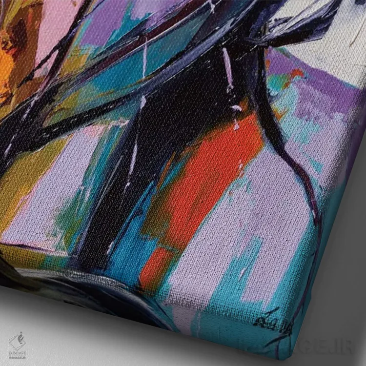 تابلو دکوراتیو سبکی اثر لانا فری - نمای نزدیک بافت بوم