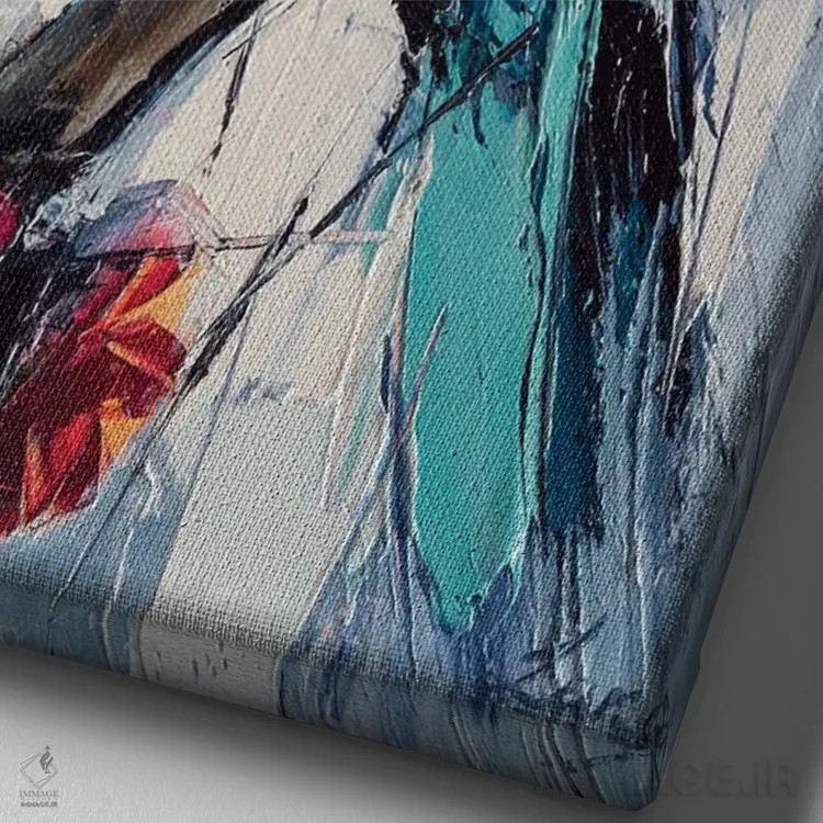 تابلو دکوراتیو ابر پشمالو اثر لانا فری - نمای نزدیک بافت بوم