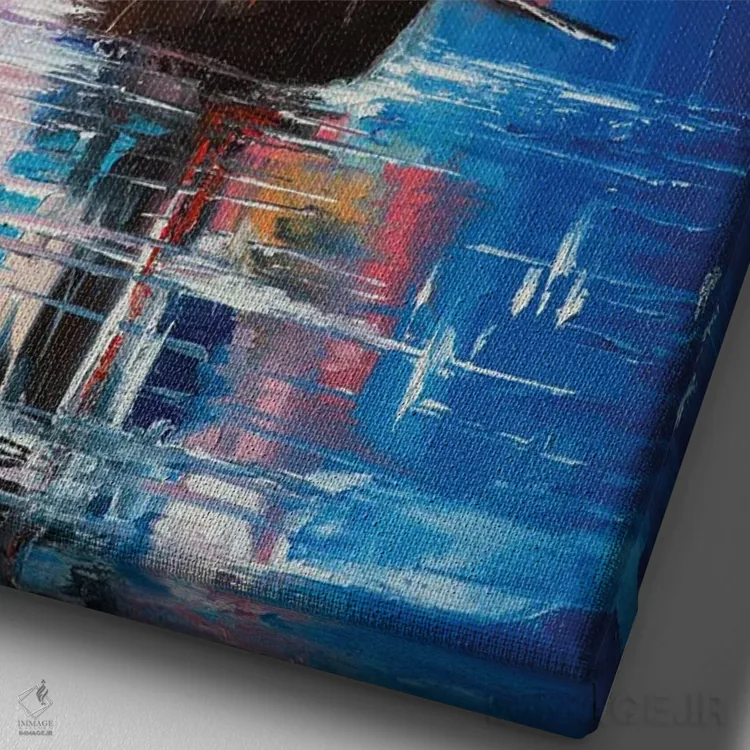 تابلو دکوراتیو در لبه اثر لانا فری - نمای نزدیک بافت بوم