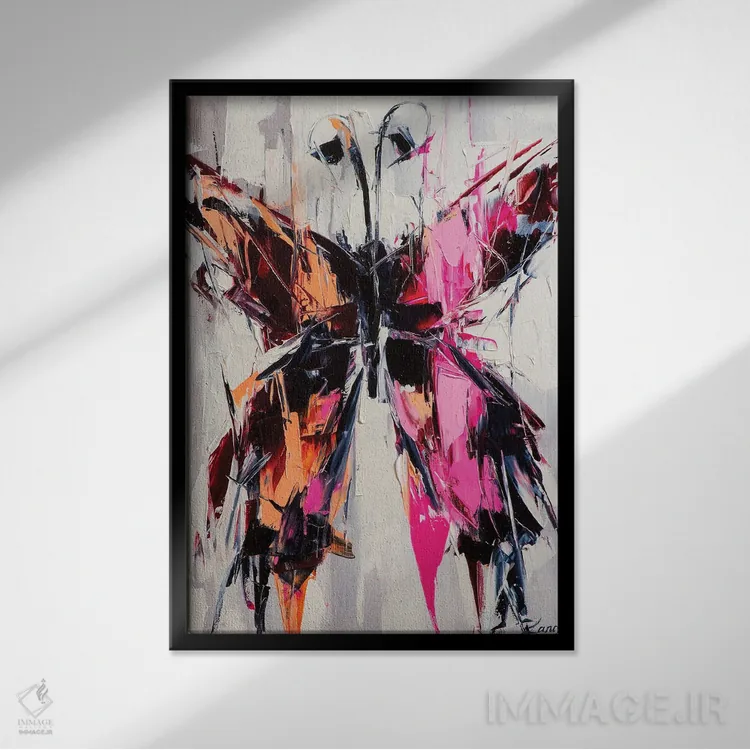 تابلو دکوراتیو خطوط باران اثر لانا فری - نمای قابدار مشکی