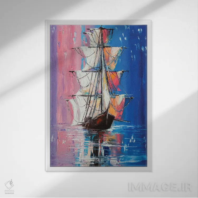 تابلو دکوراتیو در لبه اثر لانا فری - نمای قابدار سفید