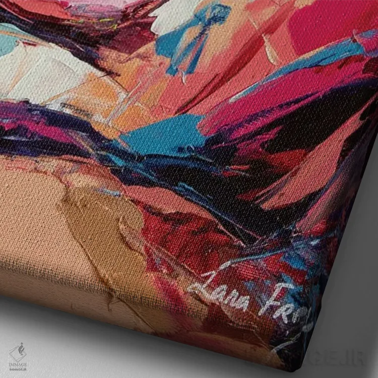 تابلو دکوراتیو باز کردن اثر لانا فری - نمای نزدیک بافت بوم