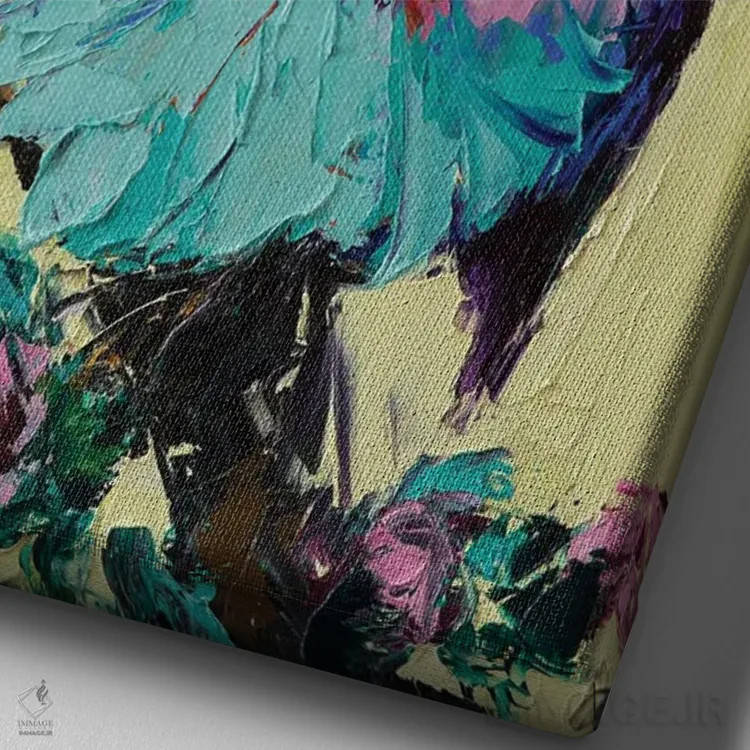 تابلو دکوراتیو در لانه اثر لانا فری - نمای نزدیک بافت بوم
