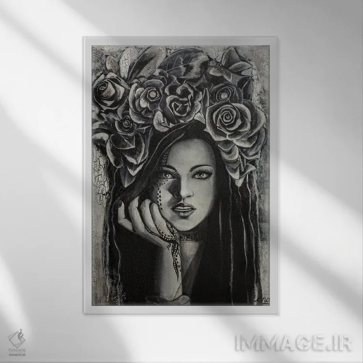 تابلو دکوراتیو بیشتر بگو اثر لانا فری - نمای قابدار سفید