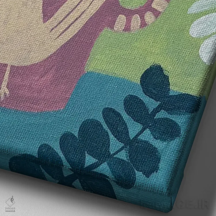 تابلو دکوراتیو فنجان صورتی با گل ها اثر لنکا اشتسنا - نمای نزدیک بافت بوم