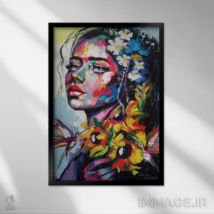 تابلو دکوراتیو گل سنتائور اثر لانا فری - نمای قابدار مشکی