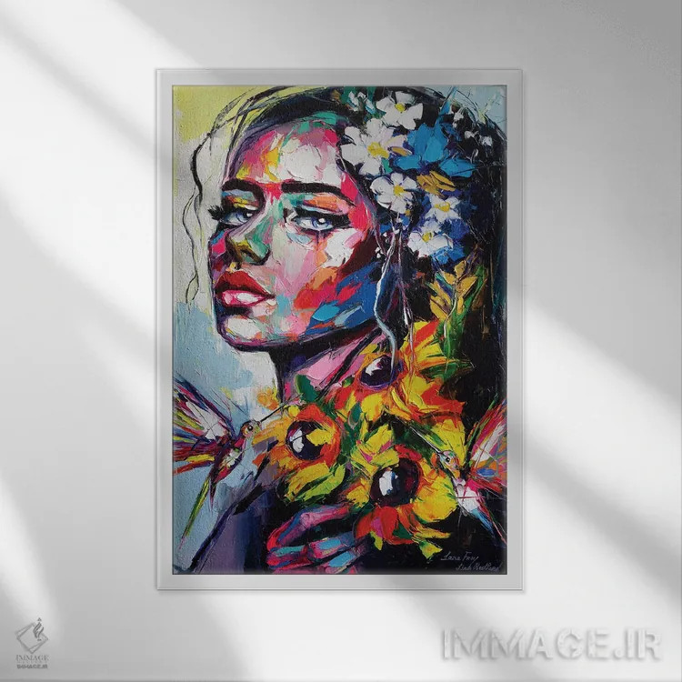 تابلو دکوراتیو گل سنتائور اثر لانا فری - نمای قابدار سفید