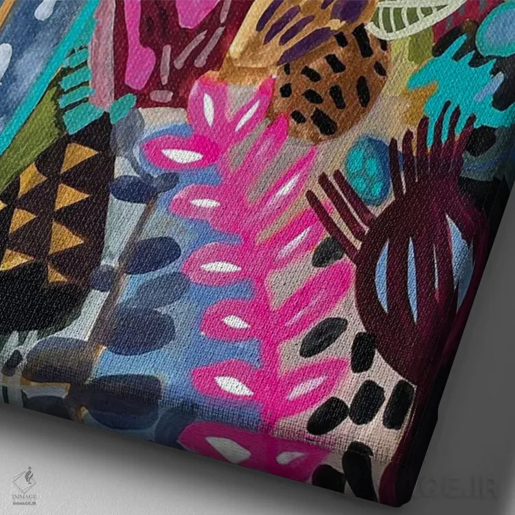 تابلو دکوراتیو گل ها دو اثر لنکا اشتسنا - نمای نزدیک بافت بوم