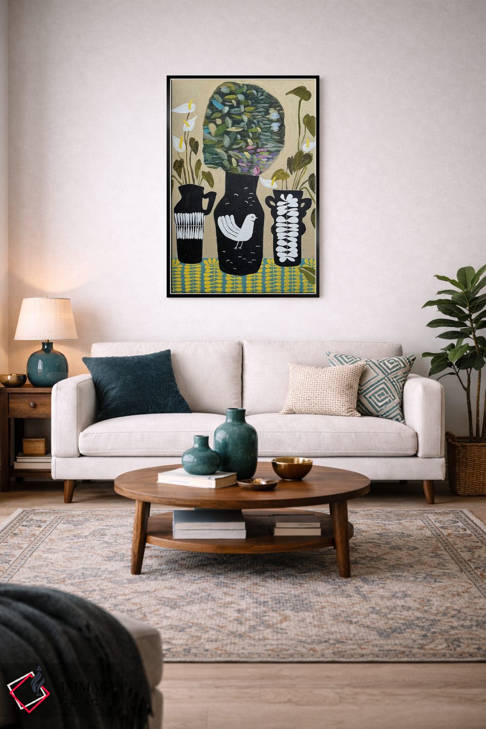 تابلو دکوراتیو توقف و بوییدن گل ها اثر لنکا اشتسنا - D5B