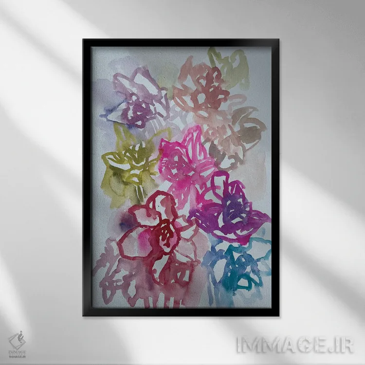 تابلو دکوراتیو نرگس ها یک اثر لنکا اشتسنا - نمای قابدار مشکی