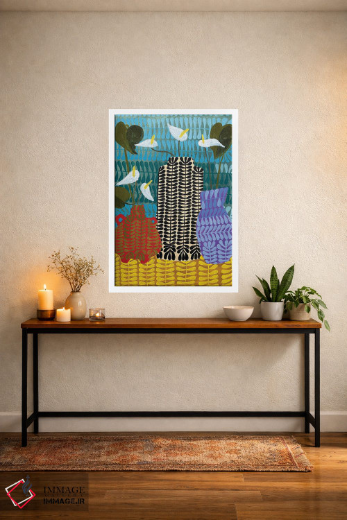 تابلو دکوراتیو سه گلدان با لیلیوم صلح و برگ انجیری اثر لنکا اشتسنا - D3W