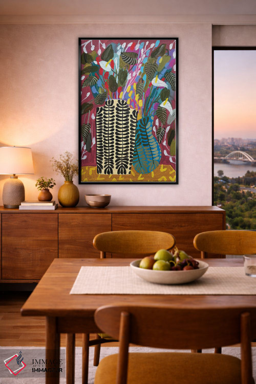 تابلو دکوراتیو گل ها در دو گلدان اثر لنکا اشتسنا - D6B