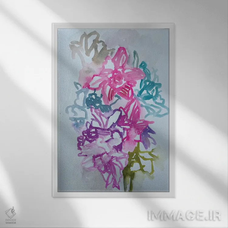 تابلو دکوراتیو نرگس ها سه اثر لنکا اشتسنا - نمای قابدار سفید