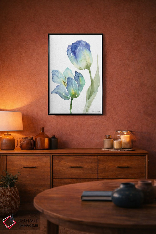 تابلو دکوراتیو "لاله های فیروزه ای و اسطوخودوس III" اثر لینی لورث - D6B