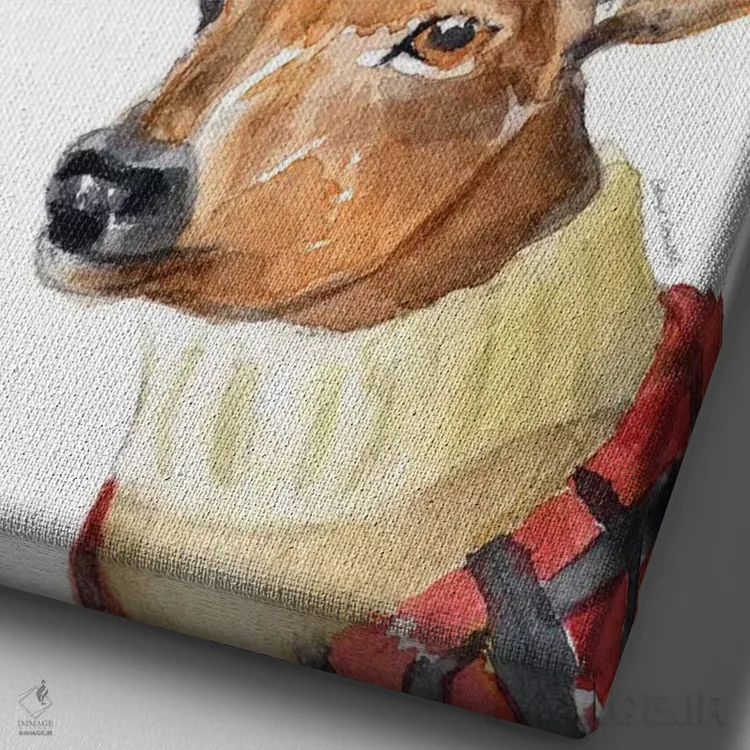 تابلو دکوراتیو "گوزن شمالی شاد و روشن" اثر لینی لورث - نمای نزدیک بافت بوم