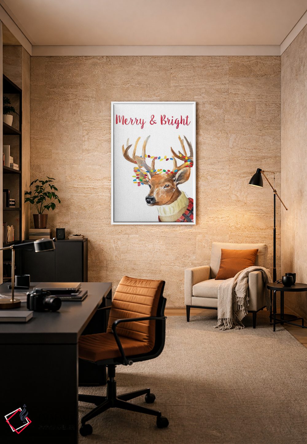 تابلو دکوراتیو "گوزن شمالی شاد و روشن" اثر لینی لورث - D6W