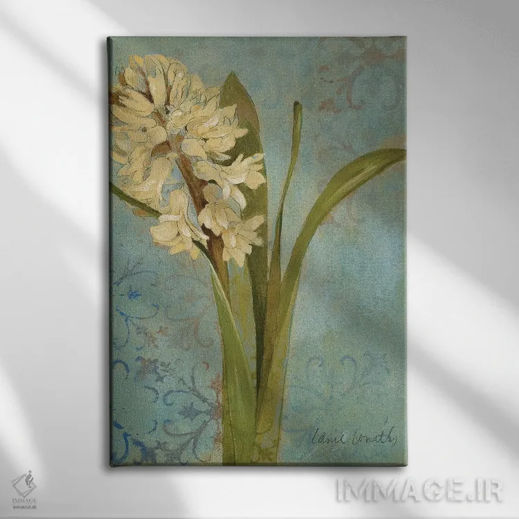 تابلو دکوراتیو "سنبل روی فیروزه ای I" اثر لینی لورث - نمای روبهرو روی دیوار