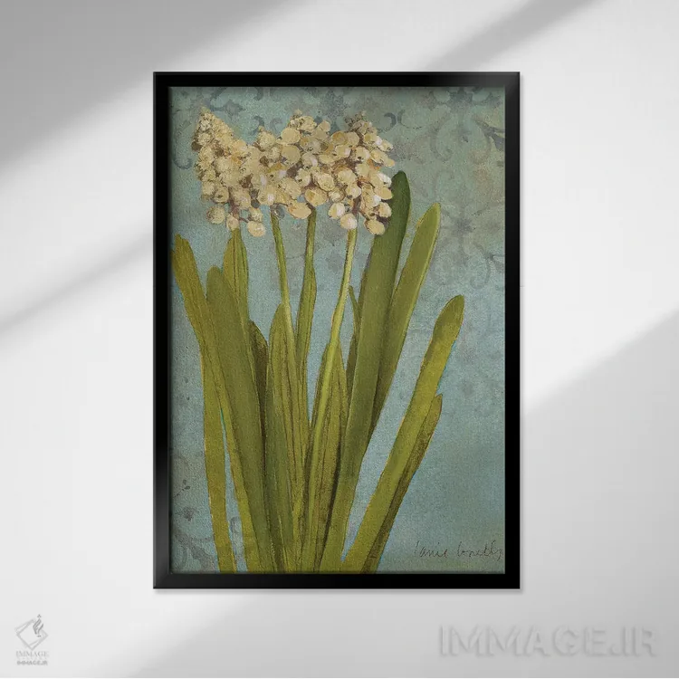 تابلو دکوراتیو "سنبل روی فیروزه ای II" اثر لینی لورث - نمای قابدار مشکی