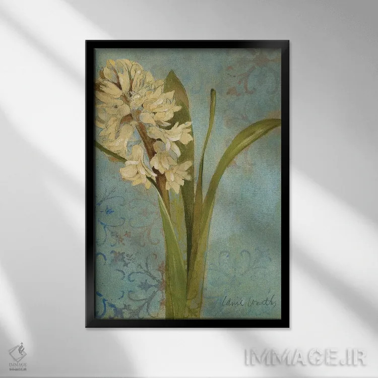 تابلو دکوراتیو "سنبل روی فیروزه ای I" اثر لینی لورث - نمای قابدار مشکی