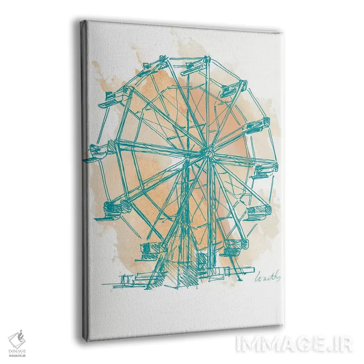 تابلو دکوراتیو "چرخ فلک فیروزه ای I" اثر لینی لورث - نمای پرسپکتیو محصول